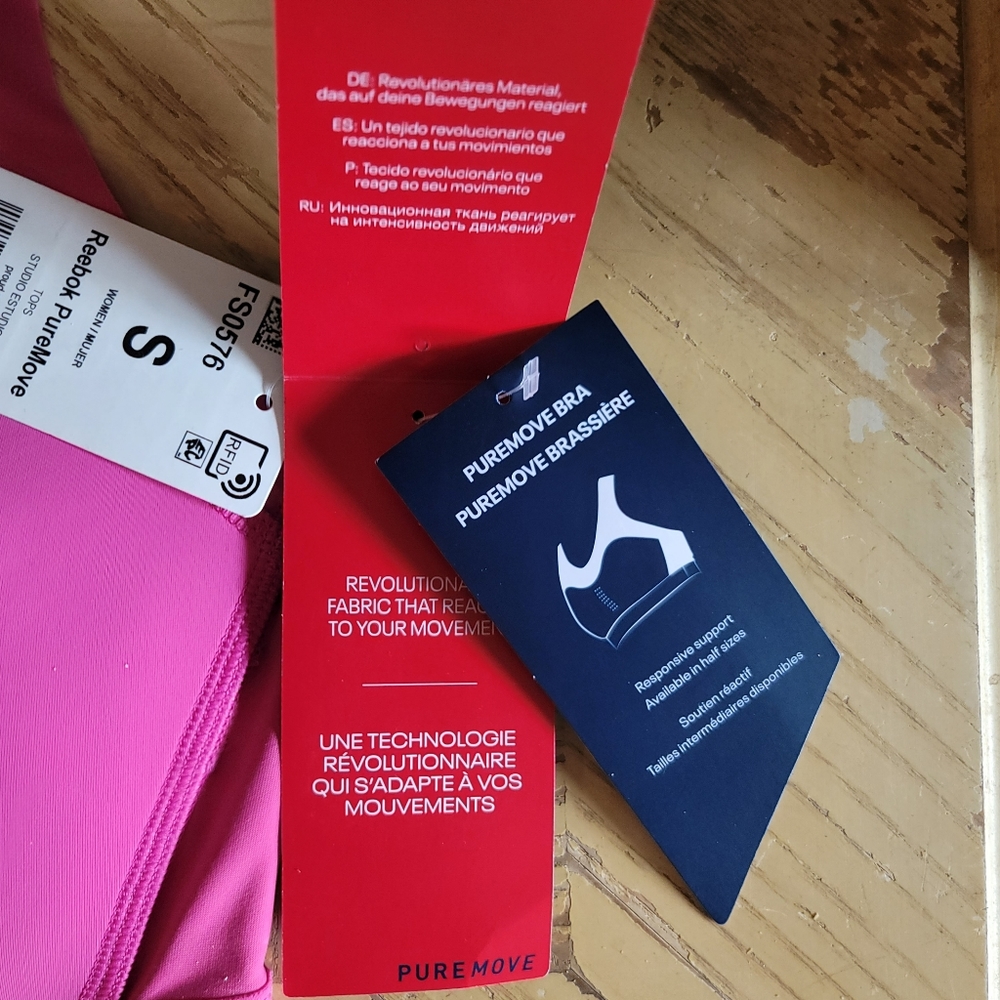 NEW Reebok PureMove Pink Sports Bra Top - Picture 3 of 3